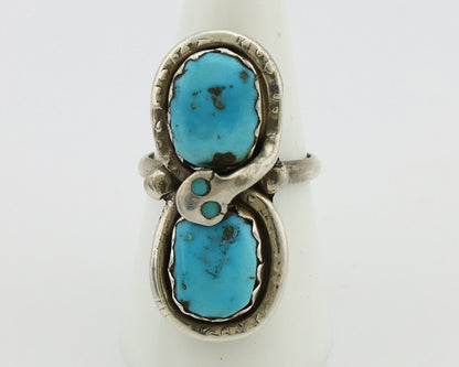 Zuni Ring 925 Silver Sleeping Beauty Turquoise Signed Effie Calavasa C.80's