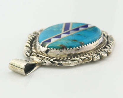 Navajo Pendant Sterling Silver Natural Gemstone Vintage Authentic Signed M Begay