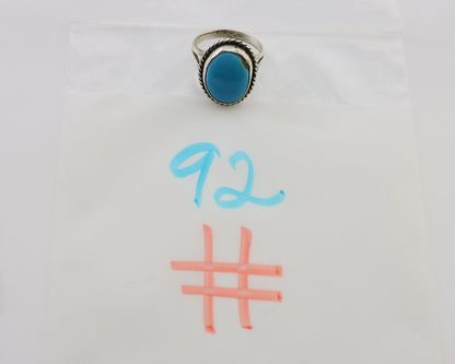 Navajo Ring 925 Silver Natural Blue Turquoise Native American Artist C.80's