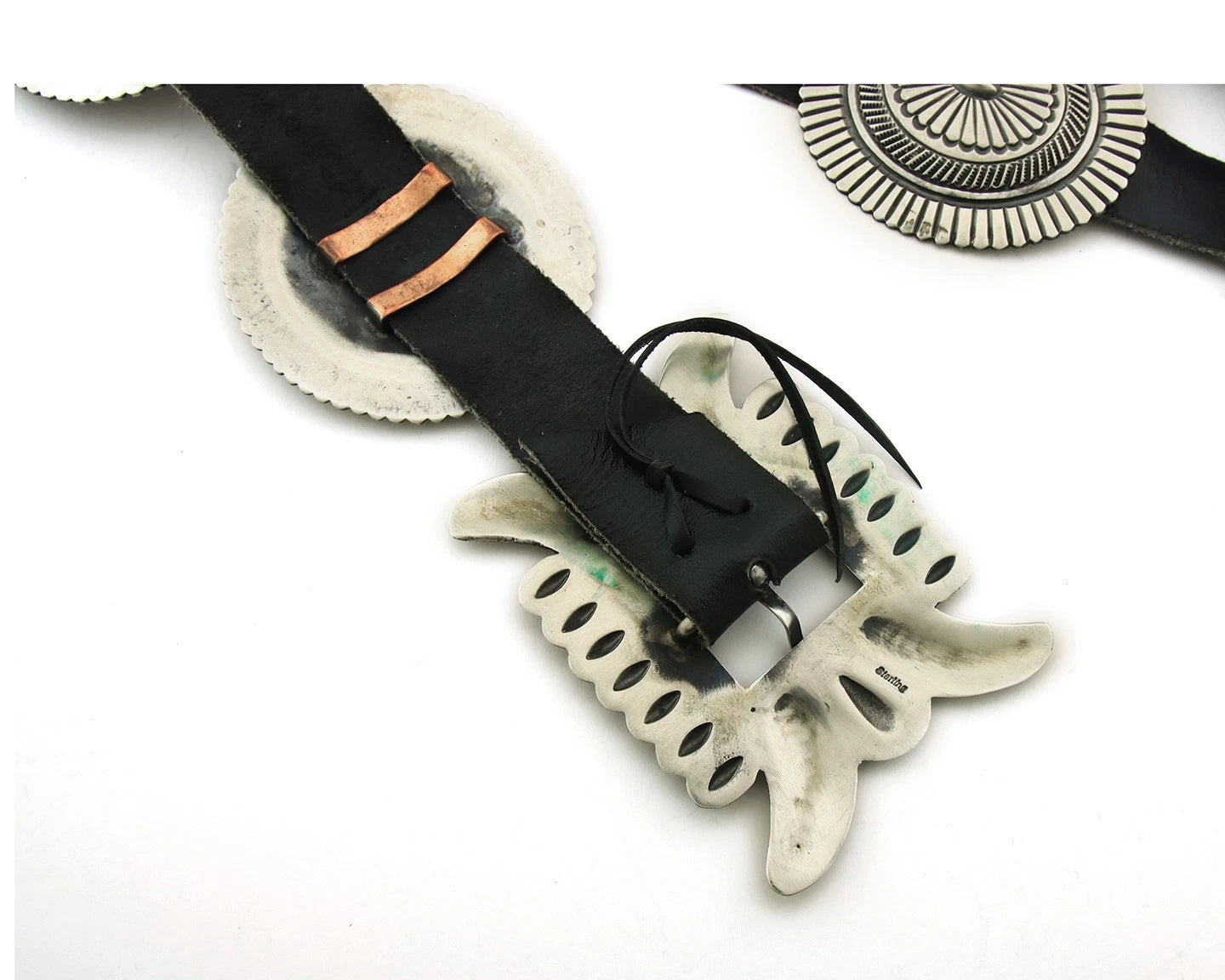 Navajo Concho Belt Sterling Silver Vintage Handmade 40in Long