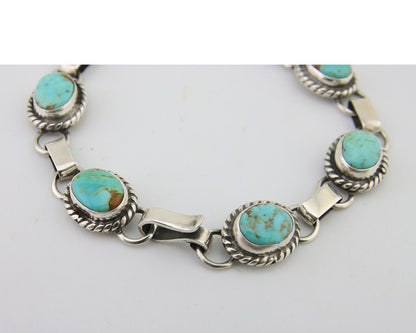 Navajo Bracelet 925 Silver Natural Blue Turquoise Native American Artist C.80's