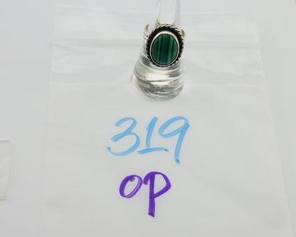 Navajo Ring 925 Silver Natural Malachite Native American Artist C.80's