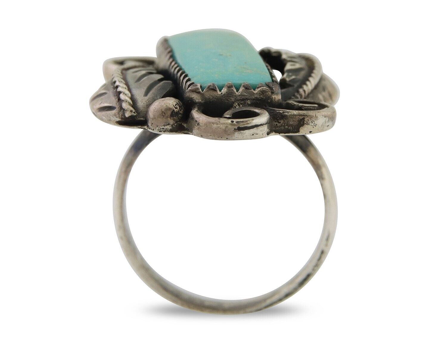 Navajo Handmade Ring 925 Silver Natural Turquoise Native Artist C.80's