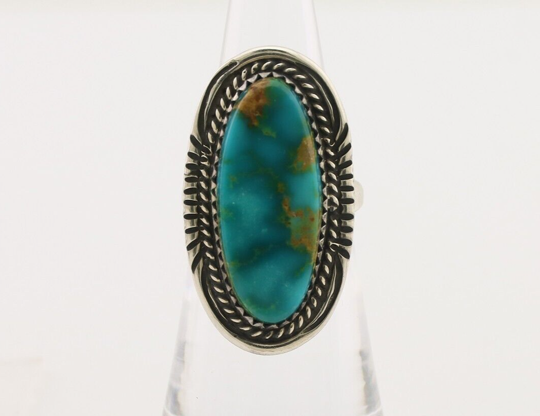 Navajo Ring 925 Silver Natural Blue Turquoise Native American Artist C.80's
