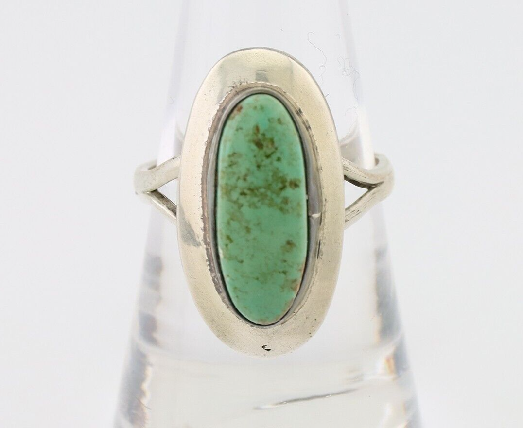 Navajo Ring 925 Silver Kingman Turquoise Artist Signed Kachina C.80's