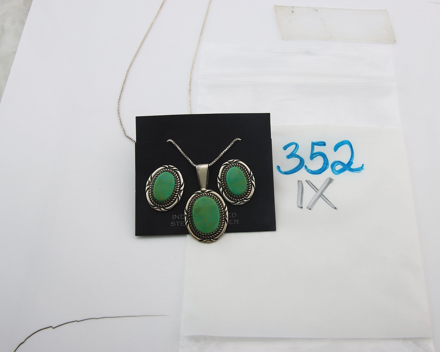 Navajo Necklace Earrings Set Sterling Silver Turquoise Vintage Signed M Begay