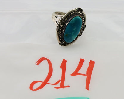 Navajo Ring 925 Silver Natural Turquoise Native American Artist C.80's