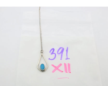 Navajo Necklace Sterling Silver Natural Blue Turquoise Vintage