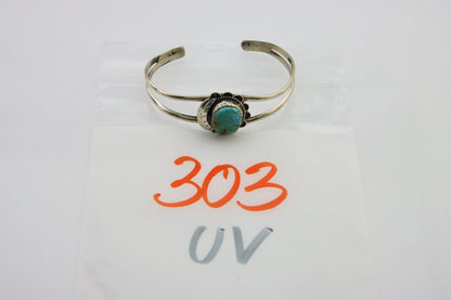 Navajo Cuff Bracelet 925 Silver Turquoise Cuff Native American Artist C.80's