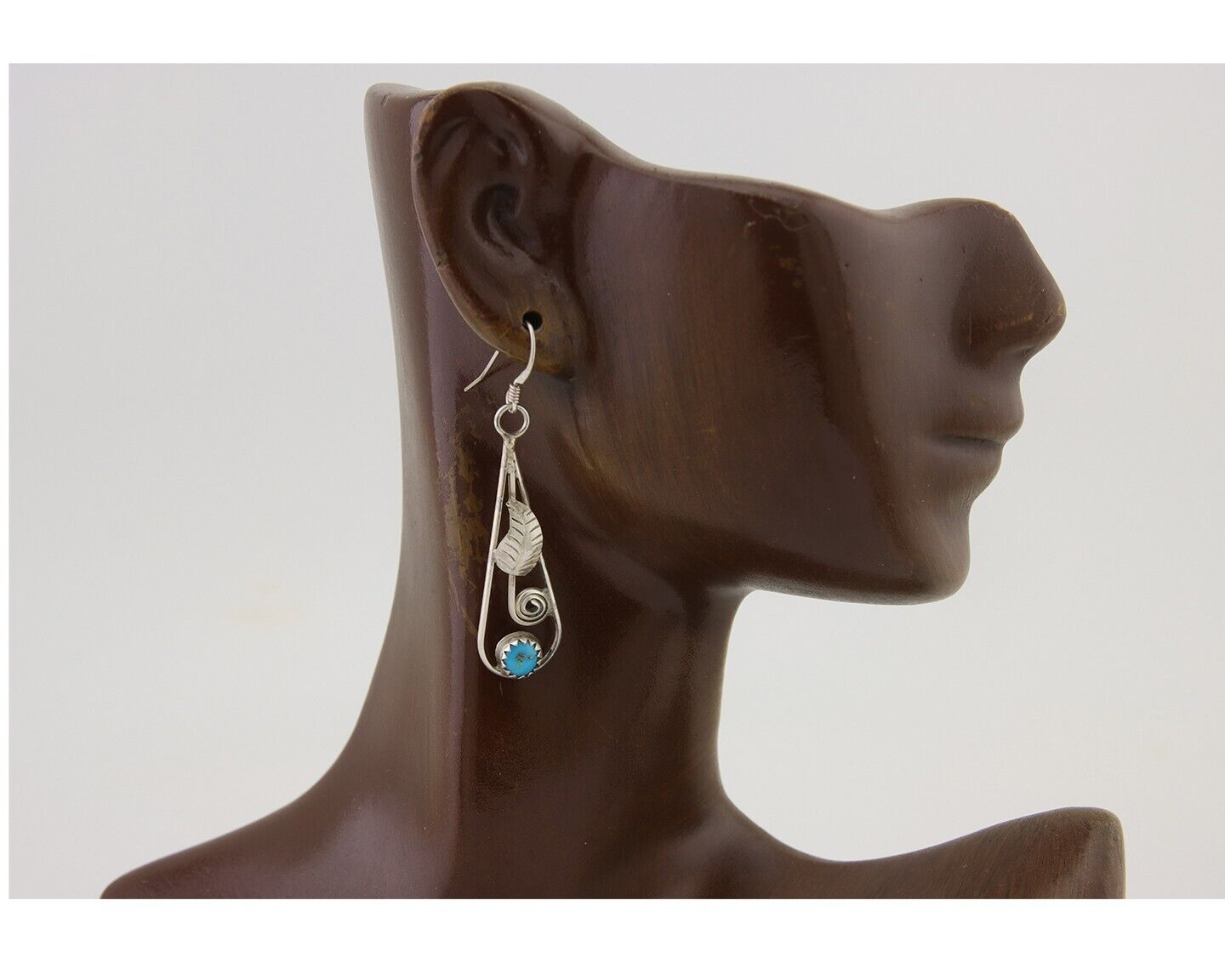 Navajo Dangle Earrings 925 Silver Natural Blue Turquoise Artist Signed JB C.80's