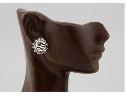 Navajo Tiwa Sun Earrings 925 Silver Native American Artist C.80's