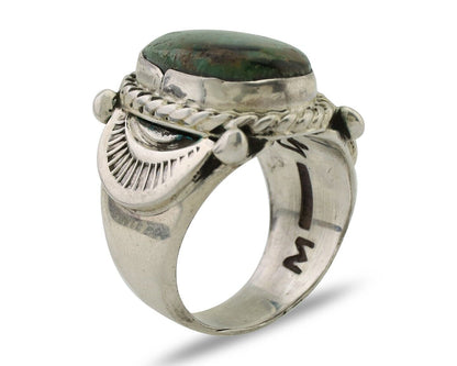 Navajo Ring 925 Silver Kingman Turquoise Signed M Montoya C.80's
