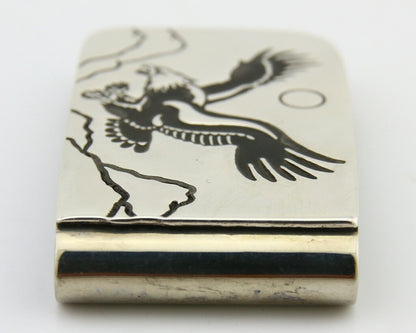 Navajo Eagle Money Clip .925 Silver & .999 Nickle Native American Artist C.80's