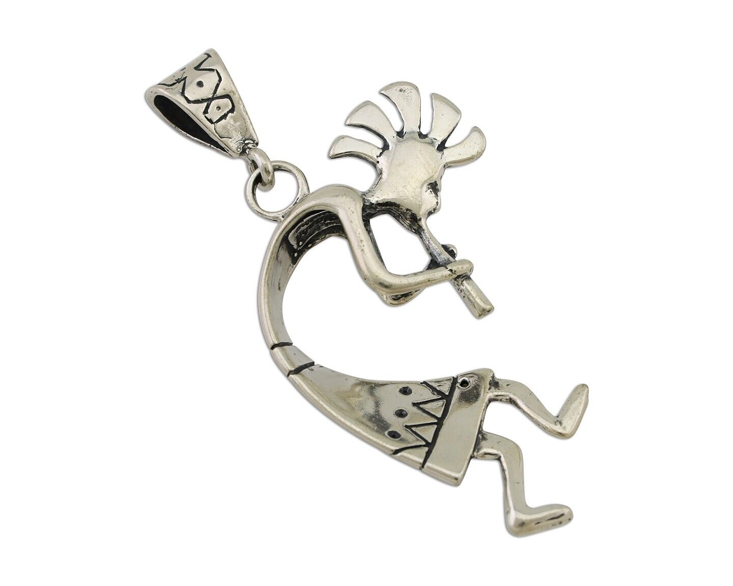 Navajo Kokopelli Pendant 925 Sterling Silver Artist Signed Masha C.80's