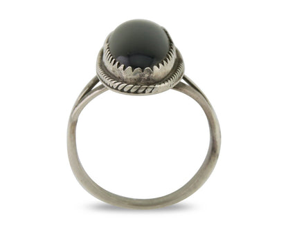 Navajo Handmade Ring 925 Silver Black Onyx Native American Artist C.80's