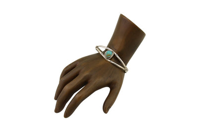 Navajo Hand Stamped Cuff Bracelet Turquoise 925 Silver Native American Artist