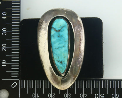 Navajo Ring 925 Sterling Turquoise Handmade Signed EDDIE C.80's Size 10.25