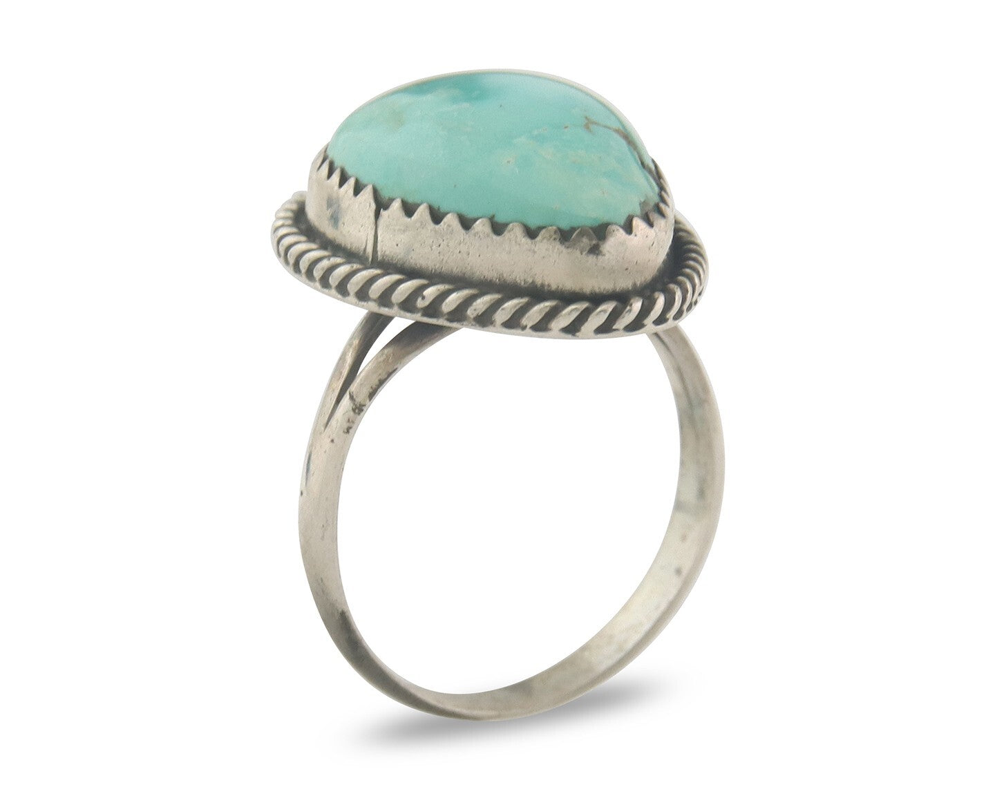 Vintage Navajo Ring 925 Sterling Authentic Santa Rita Turquoise Size 5.0