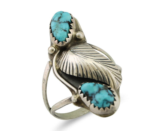 Navajo Handmade Ring 925 Silver Kingman Turquoise Native American Artist C.80's