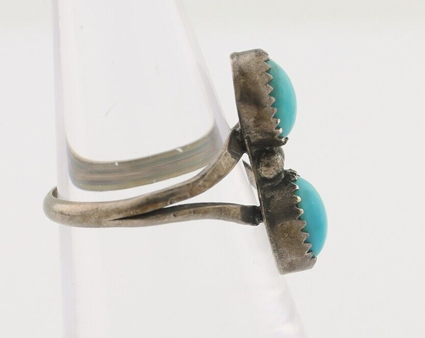 Navajo Ring 925 Silver Natural Turquoise Native American Artist C.80's