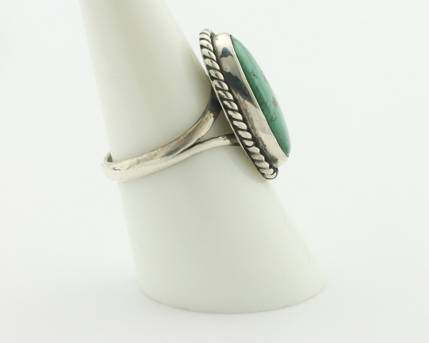 Navajo Ring 925 Silver Natural Green Turquoise Signed M Montoya C.80's