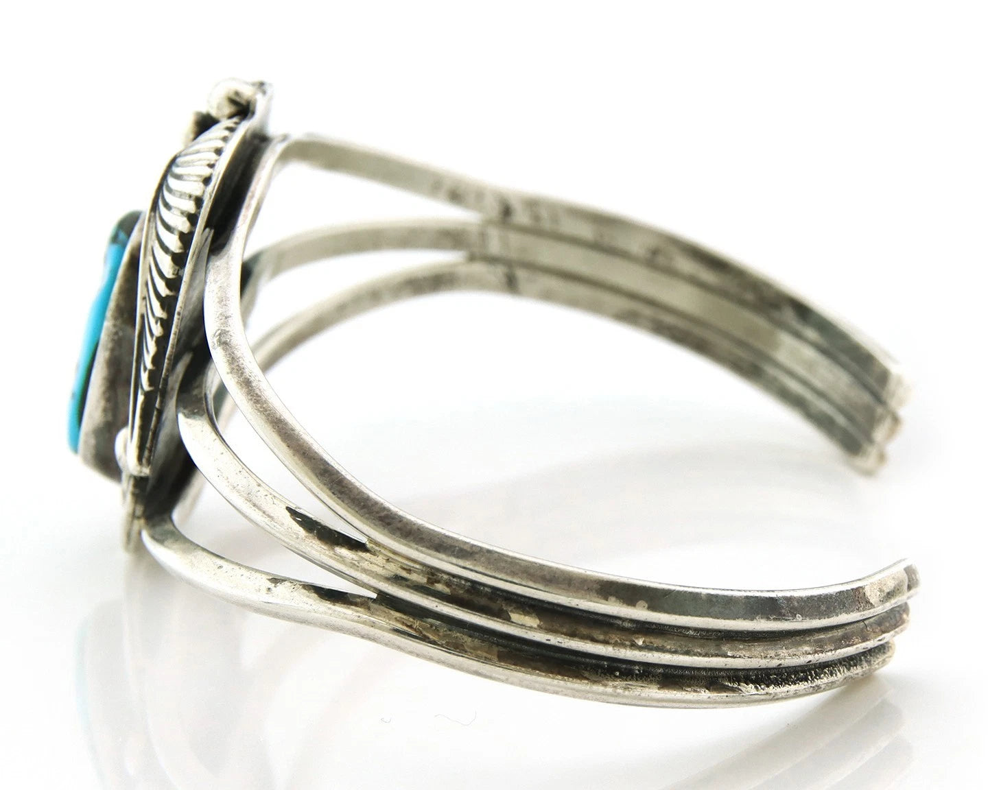 Navajo Cuff Bracelet 925 Sterling Silver Turquoise Vintage Signed MLS