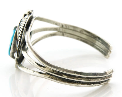 Navajo Cuff Bracelet 925 Sterling Silver Turquoise Vintage Signed MLS