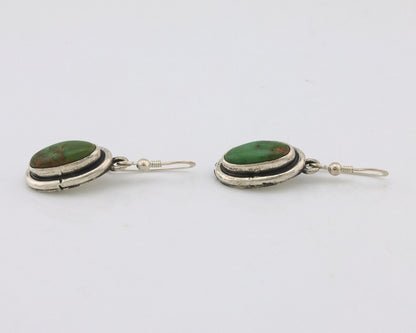 Navajo Earrings 925 Silver Natural Green Turquoise Native Artist C.80s