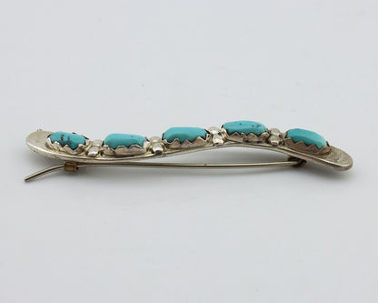 Women's Zuni Hair Clip Barrette 925 Silver Blue Turquoise Signed B&N NASTACIO