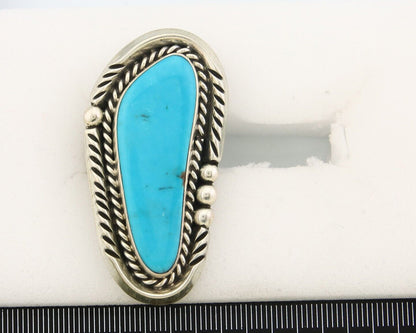 Navajo Ring 925 Sterling Natural Blue Turquoise Signed Ben S C.80's Size 9.0