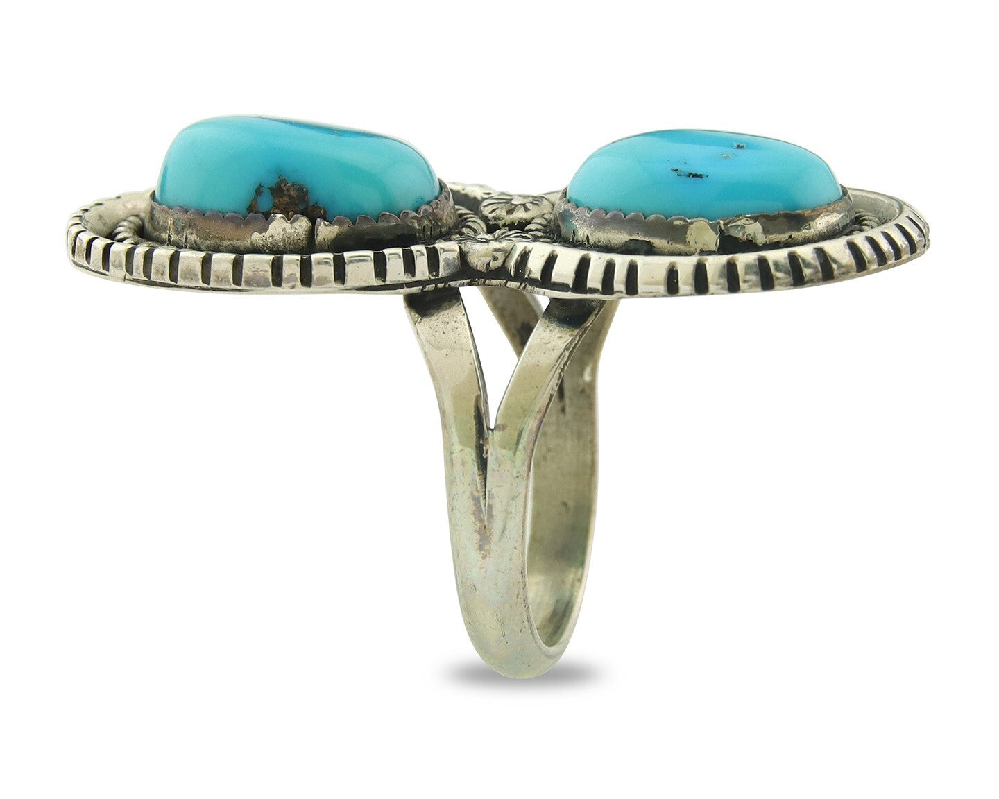Vintage Navajo Ring Sterling Silver Authentic Turquoise Tom Willeto Size 8.0