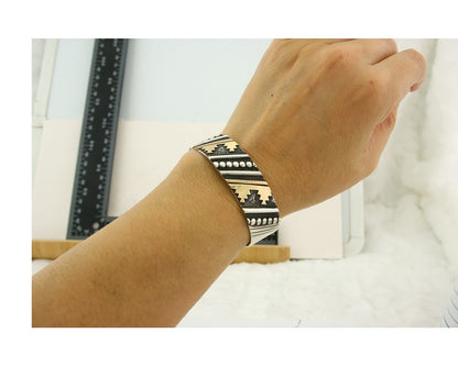 Navajo Bracelet Gold & 925 Silver Handmade 16mm Wide Artist Signed Thomas Singer