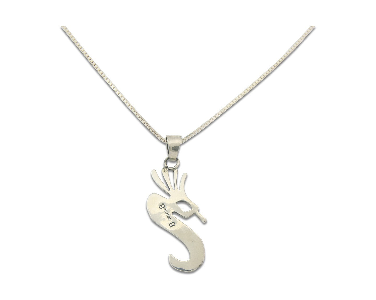 Navajo Kokopelli Necklace Sterling Silver Opal Vintage Signed BB