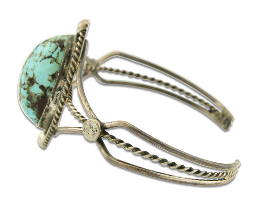 Navajo Bracelet 925 Silver Natural Blue Turquoise Native American Artist C.80s