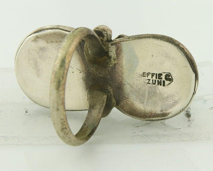 Vintage Zuni Ring 925 Sterling Silver Turquoise Signed Effie C Size 6.5