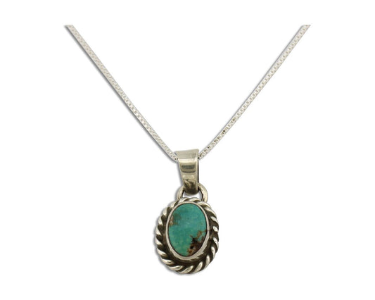 Navajo Necklace 925 Silver Natural Kingman Turquoise Native Artist C.2008