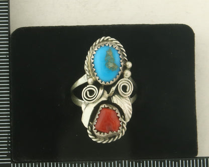 Vintage Navajo Ring 925 Sterling Natural Gemstones Signed Justin Morris Sz 6.5