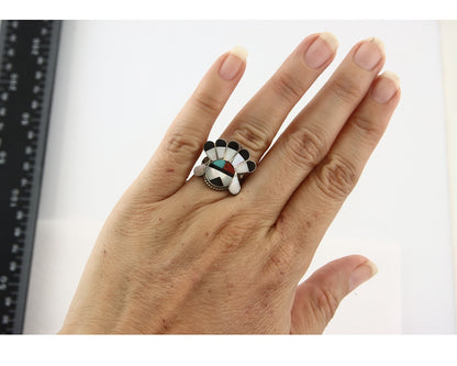 Vintage Zuni Ring 925 Sterling Silver Natural Gemstone Size 5.0