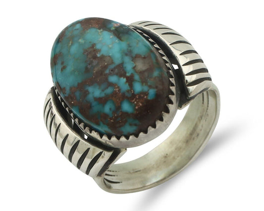 Navajo Ring 925 Silver Red Mountain Turquoise Signed Fred Guerro C.80's