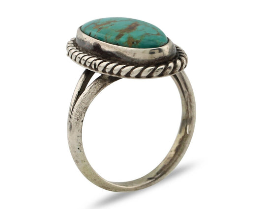 Navajo Ring 925 Silver Kingman Turquoise Artist Signed M Montoya C.80's
