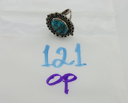 Navajo Ring 925 Silver Spiderweb Turquoise Artist Siged Jerry Johnson C.80's