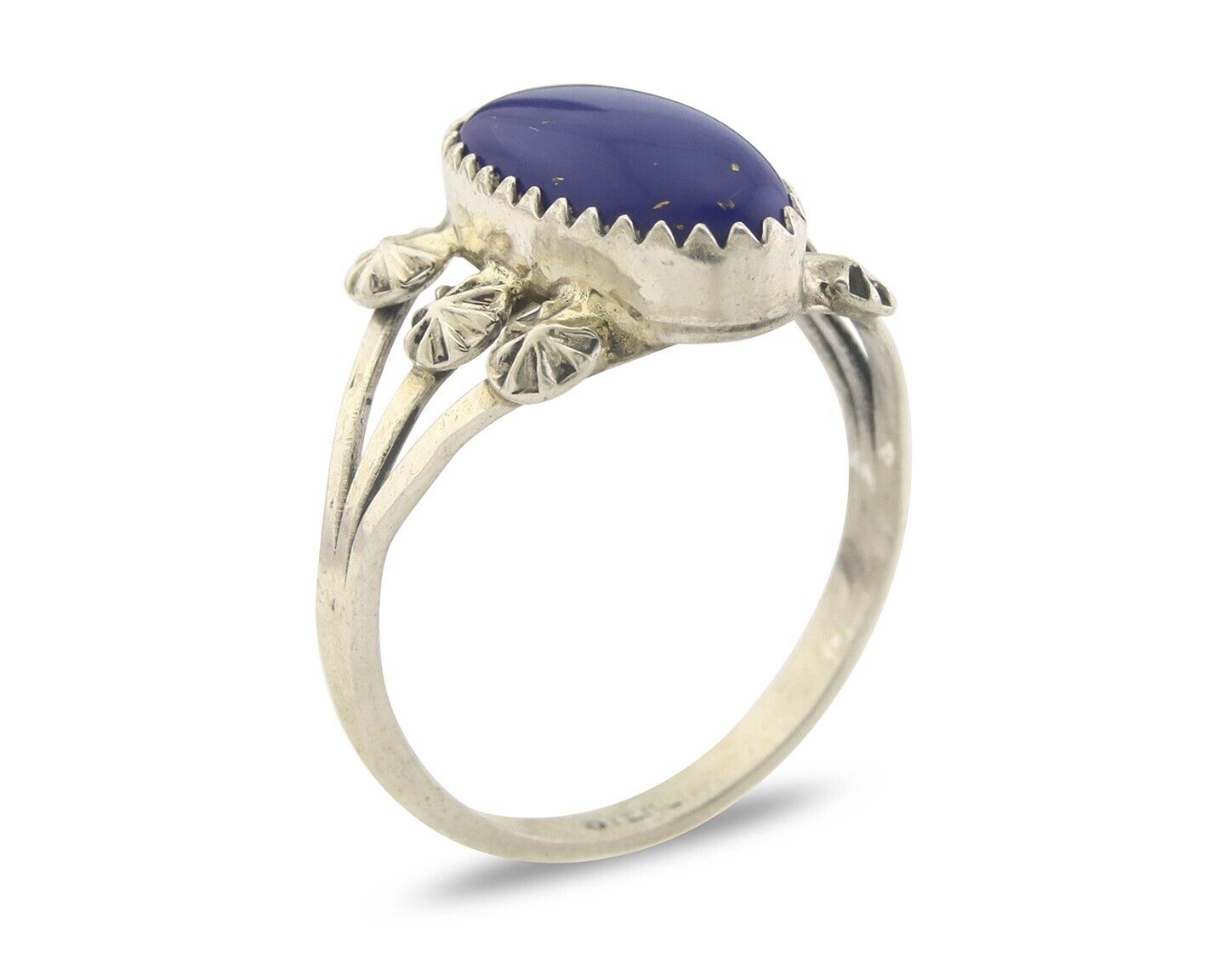 Navajo Ring 925 Sterling Natural Lapis Handmade Native Artist C.80's
