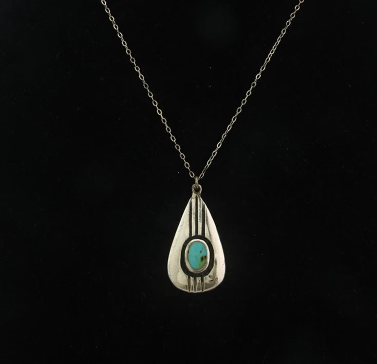 Navajo Necklace Sterling Silver Natural Blue Turquoise Vintage