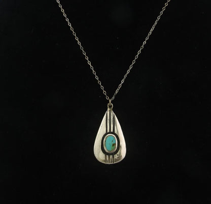 Navajo Necklace Sterling Silver Natural Blue Turquoise Vintage