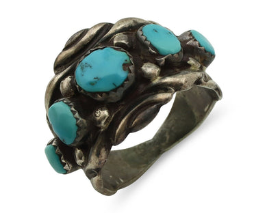 Zuni Ring .925 Silver Natural Sleeping Beauty Turquoise Native Artist C.80's