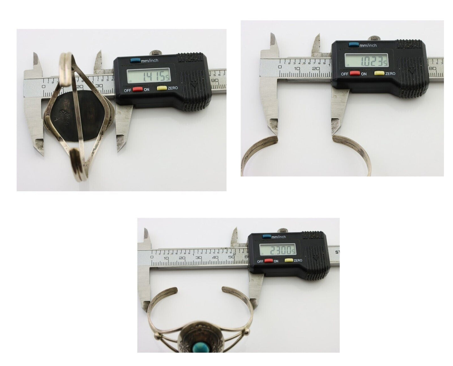 Navajo Bracelet 925 Silver Sleeping Beauty Turquoise Signed IHMJ C.80's