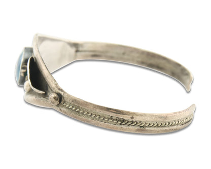 Vintage Navajo Bracelet 925 Silver Opal Handmade Signed GC 01 (The Turtle)