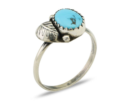 Navajo Ring 925 Silver Sleeping Beauty Turquoise Native American Artist C.80's