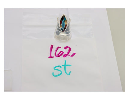 Navajo Ring 925 Silver Turquoise Shell Onyx Spiney Oyster Native Artist C80's