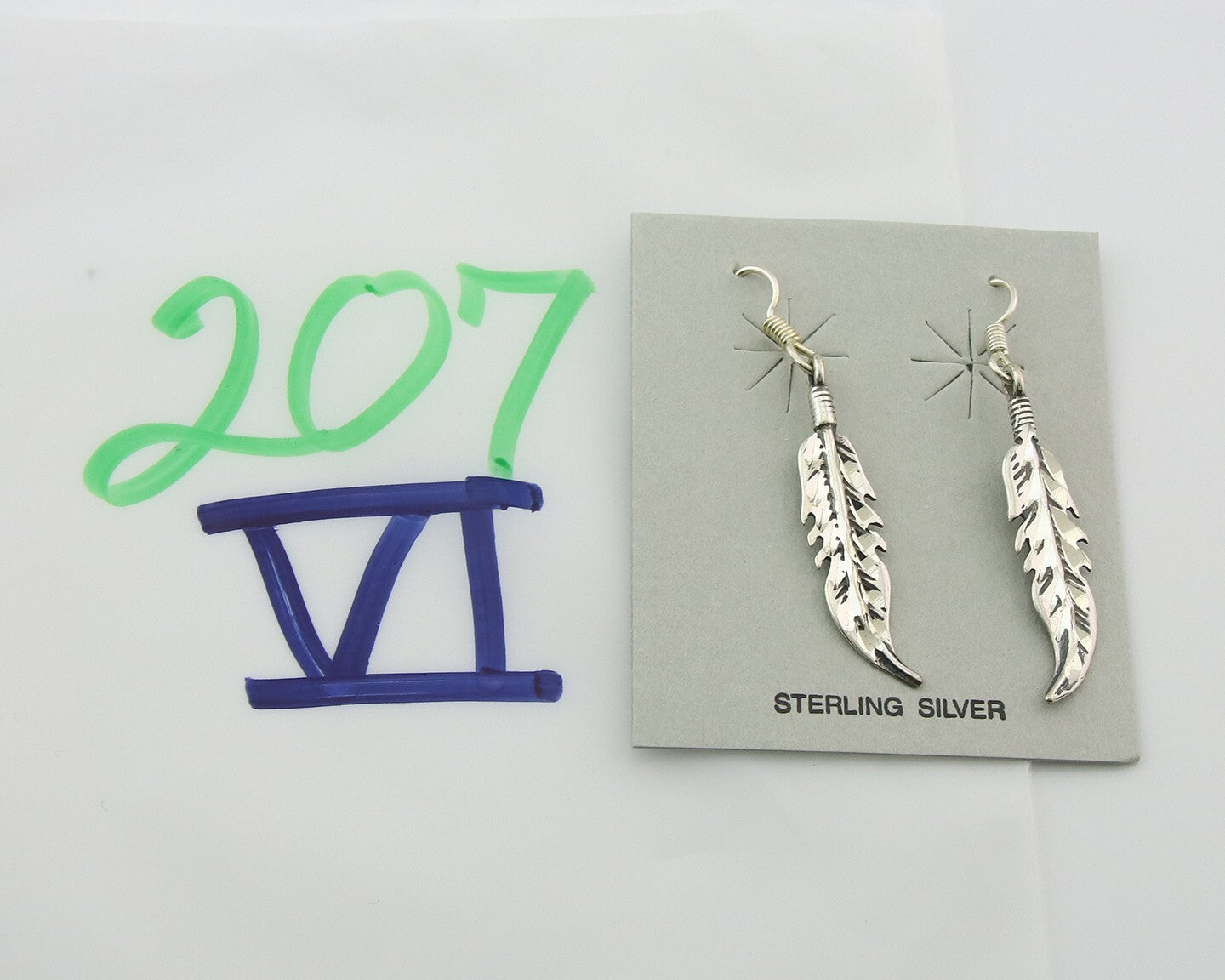 Navajo Feather Earrings Sterling Silver Dangle Vintage Authentic Signed Masha